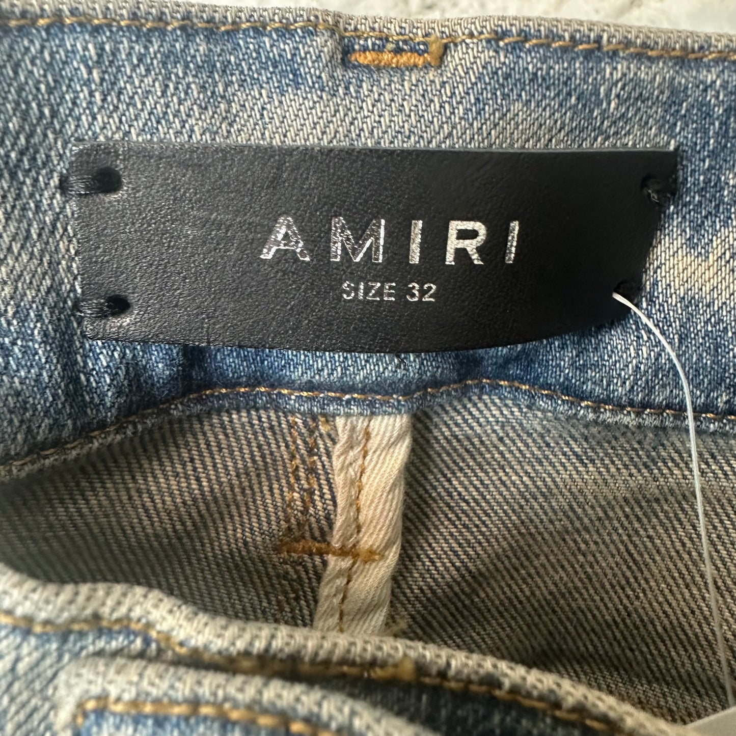 Amiri White Paisley Print Blue Denim Jeans Sz 32