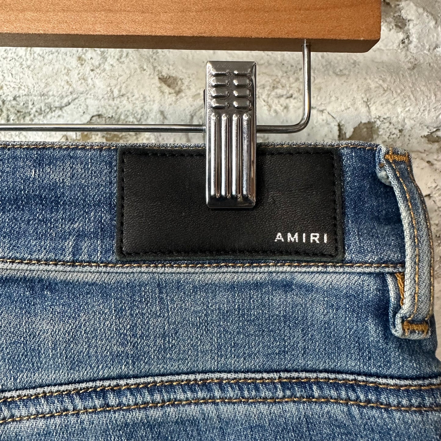 Amiri Distressed Side Spell Blue Denim Jeans Sz 31