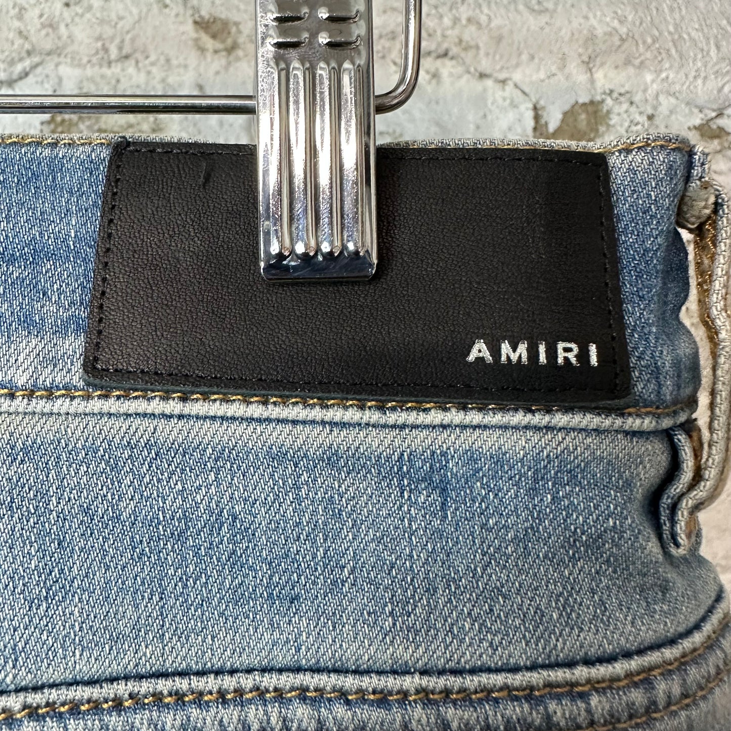 Amiri Knee Hole Plain Blue Denim Jeans Sz 30