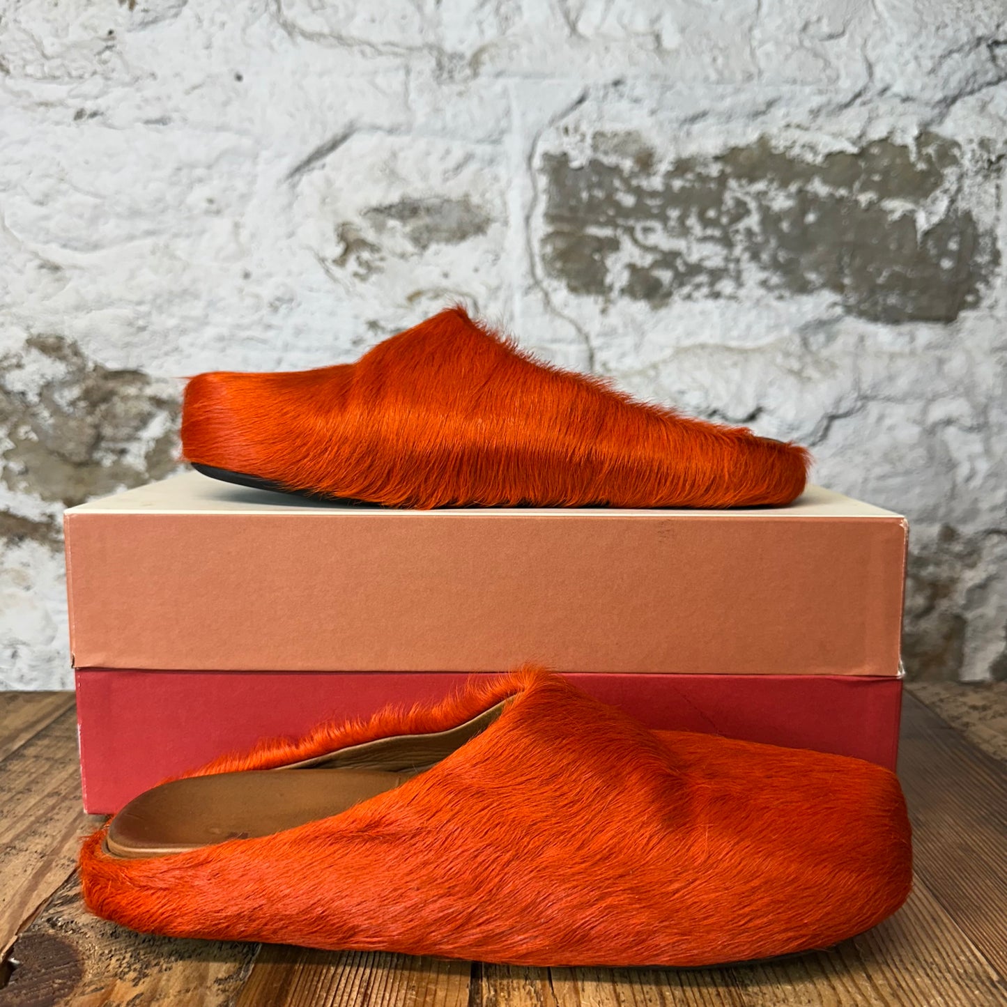 Marni Fussbet Orange Fur Slide Sz 9 (42)