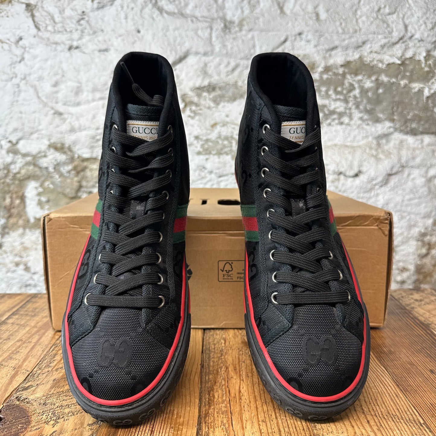 Gucci Tennis 1977 Black Monogram Sneaker Sz 9