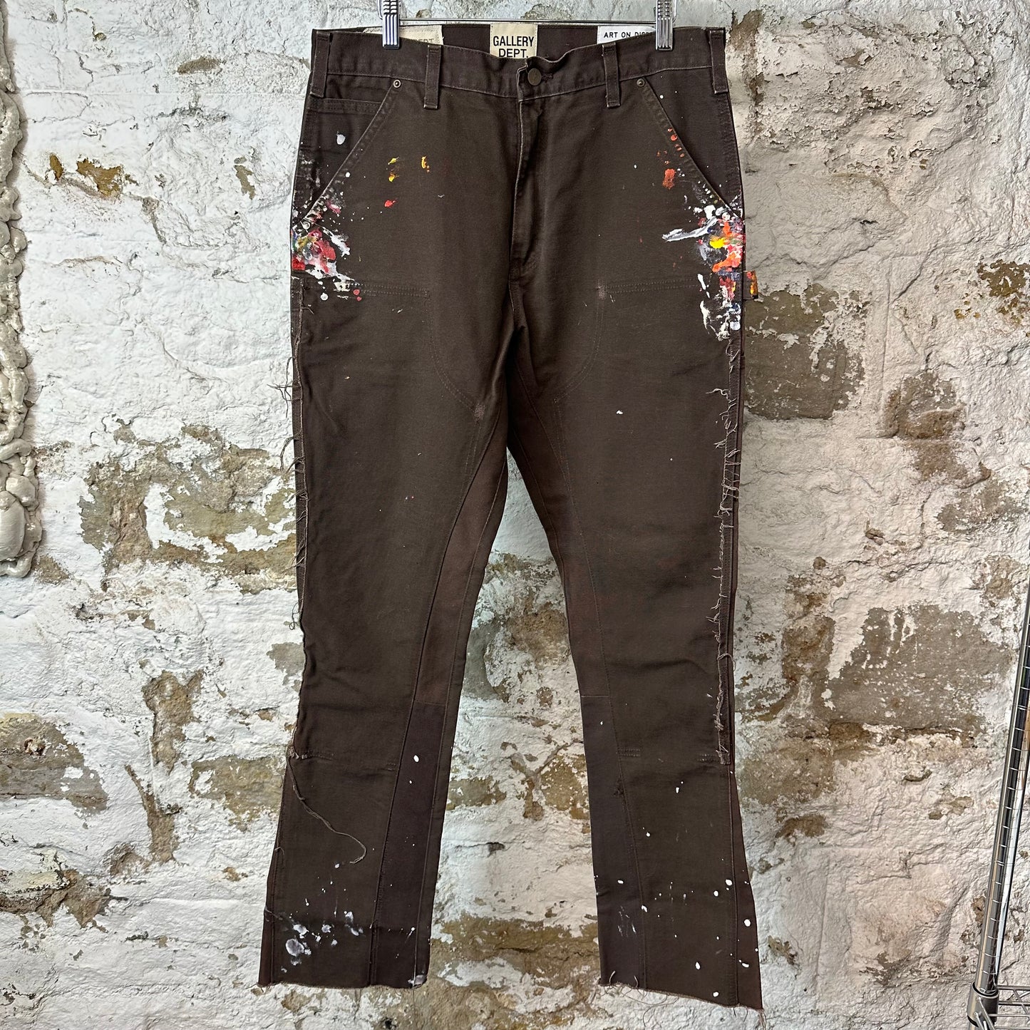 Gallery Department Brown Carpenter Flare Splatter Pants Sz 32