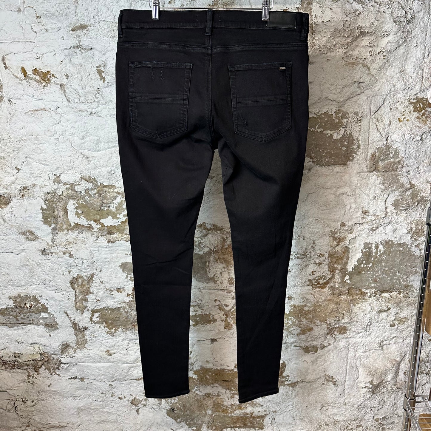 Amiri MX1 Green Suede Black Denim Jeans Sz 38