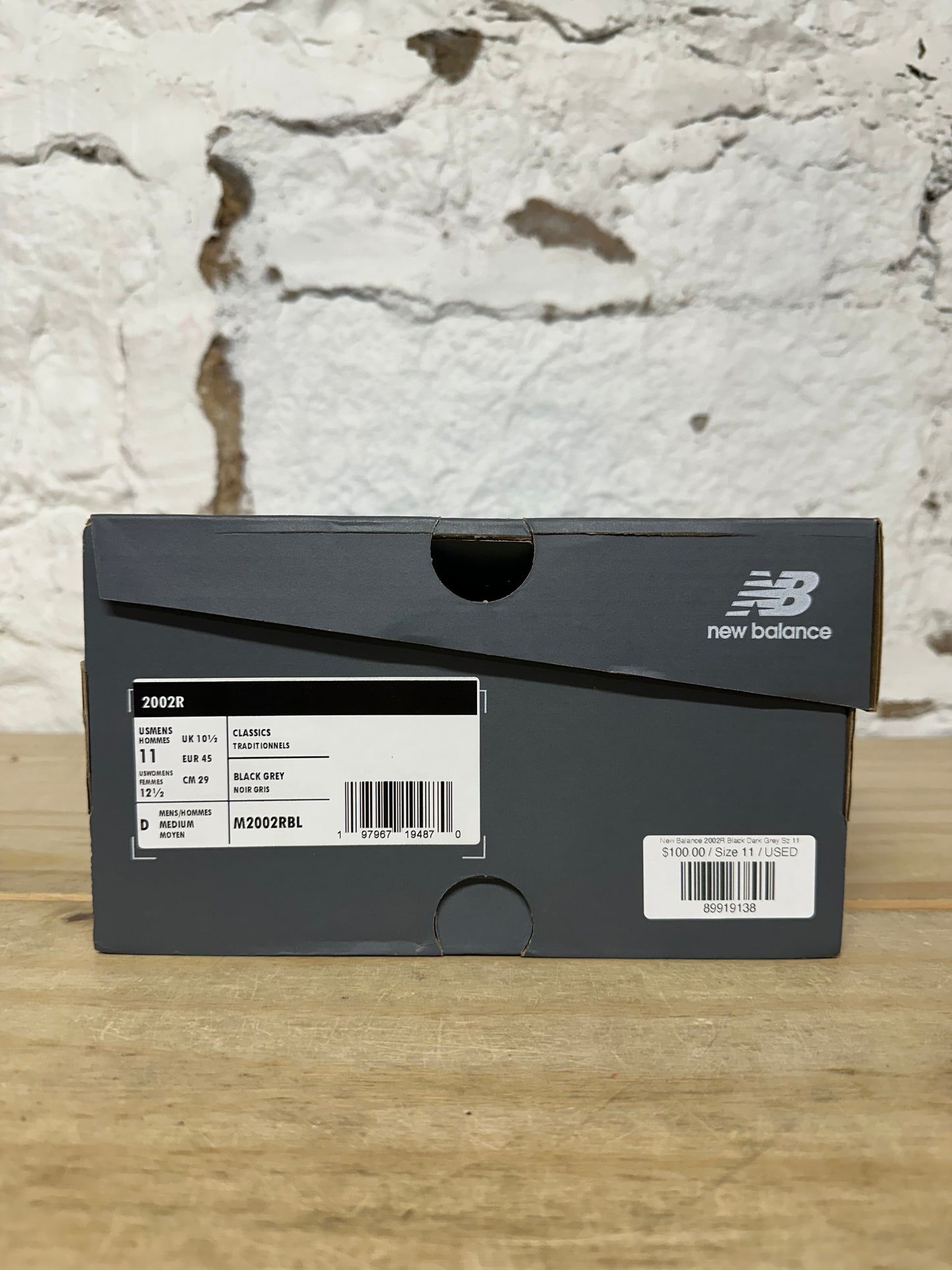 New Balance 2002R Black Dark Grey Sz 11