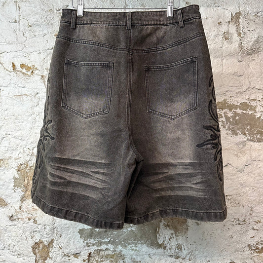 Vale Black Flare Jean Shorts