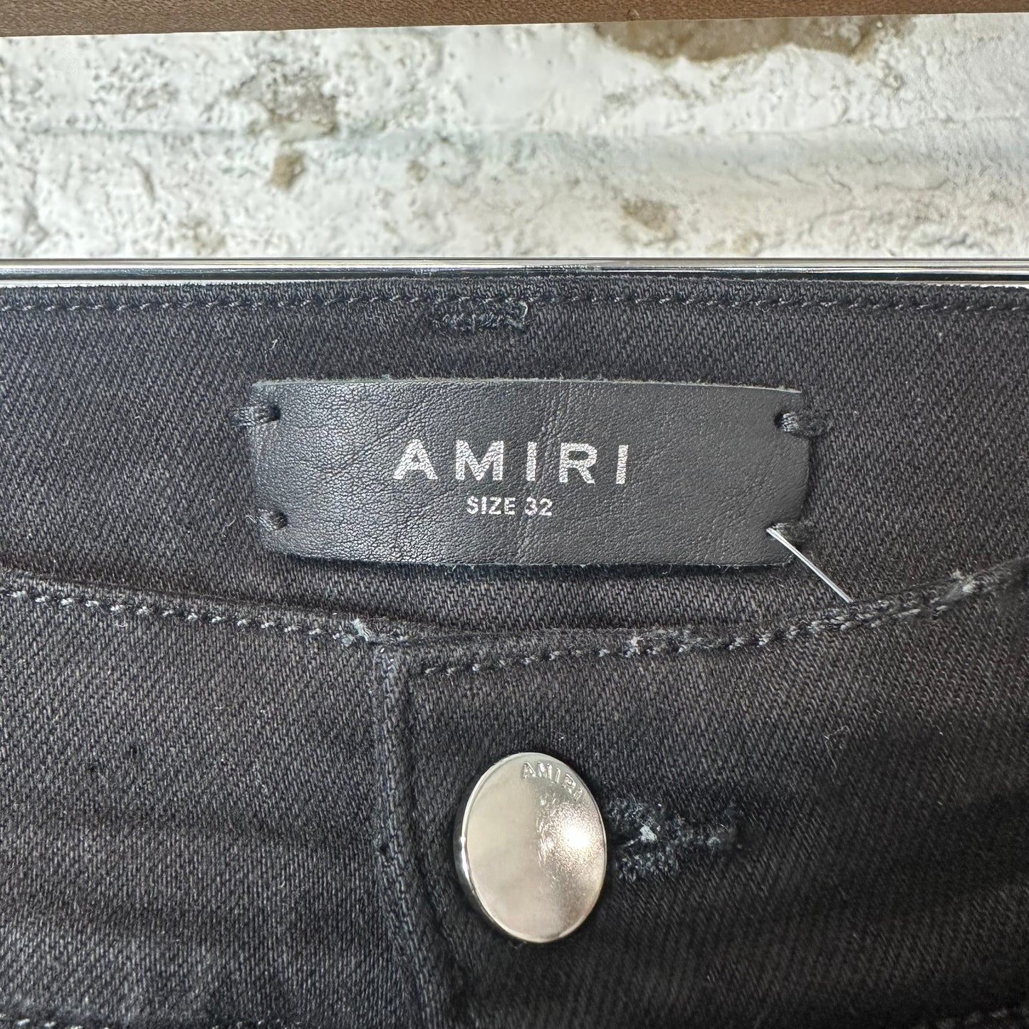 Amiri MX1 Brown Suede Black Denim Jeans Sz 32