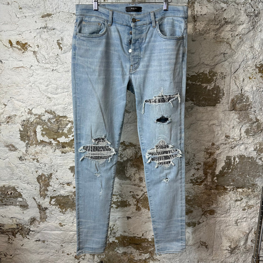 Amiri MX1 Black White Tie Dye Blue Denim Jeans Sz 34