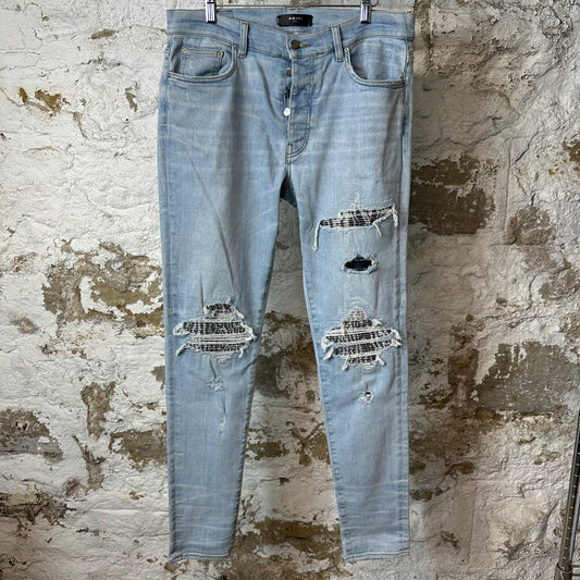 Amiri MX1 Black White Tie Dye Blue Denim Jeans Sz 34