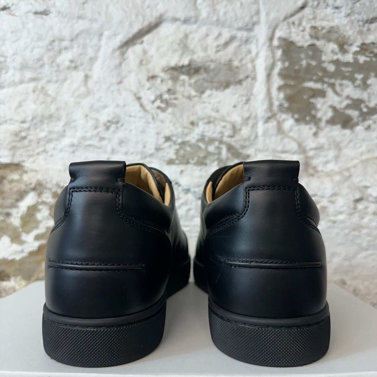 Christian Louboutin Low Black Leather Sneaker Sz 15 (48) No Box