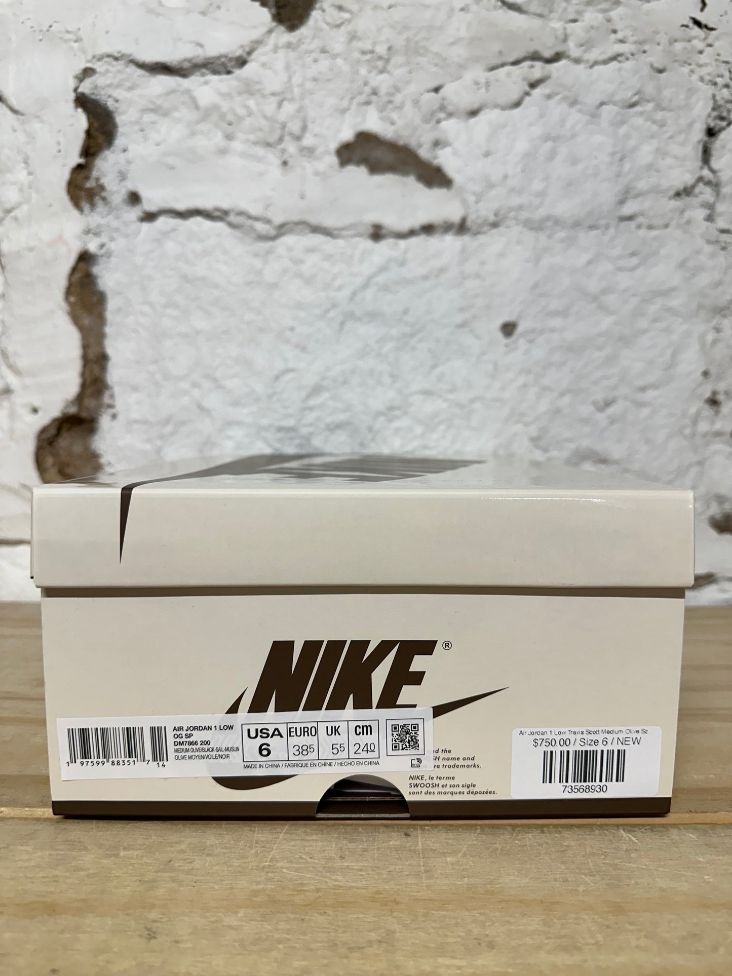 Air Jordan 1 Low Travis Scott Medium Olive Sz 6 DS