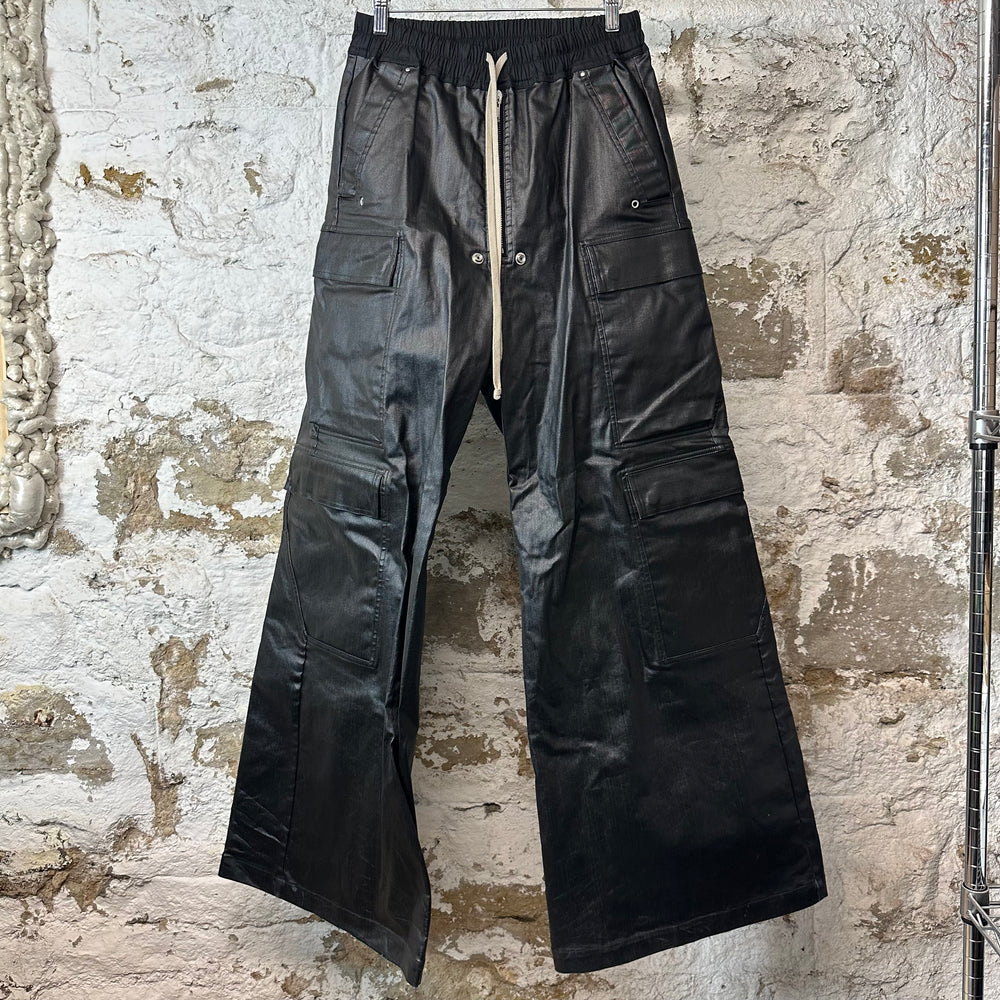 Rick Owens Porterville Double Bela Cargo Black Wax Pants Sz M