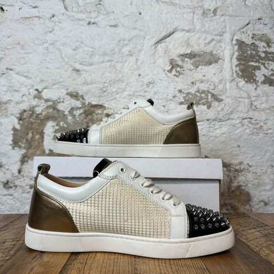 Christian Louboutin Gold Cream Black Spike Sneaker Sz 11 (44)