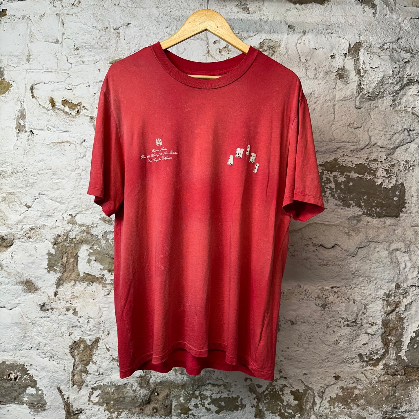 Amiri Cracked White Spell T-shirt Red Sz L