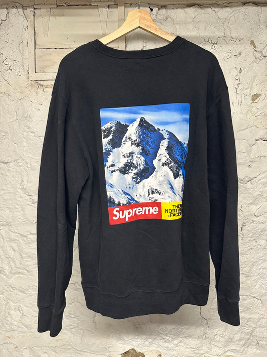 Supreme North Face Mountain Black Crewneck Sz L