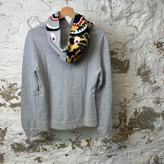 Bape Yellow Camo Pullover Shark Hoodie Gray Sz S