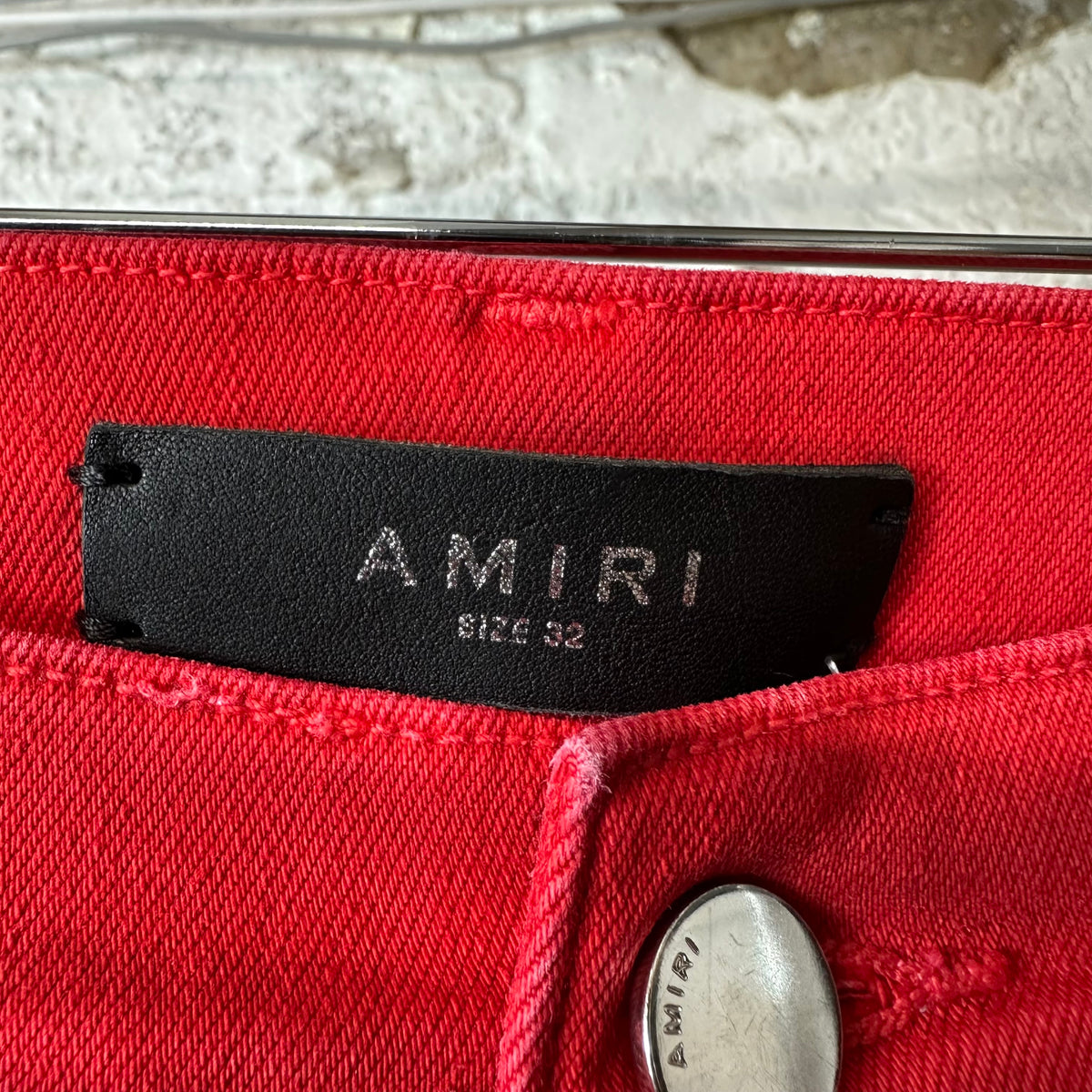 Amiri MX1 Red Leather Red Denim Jeans Sz 32
