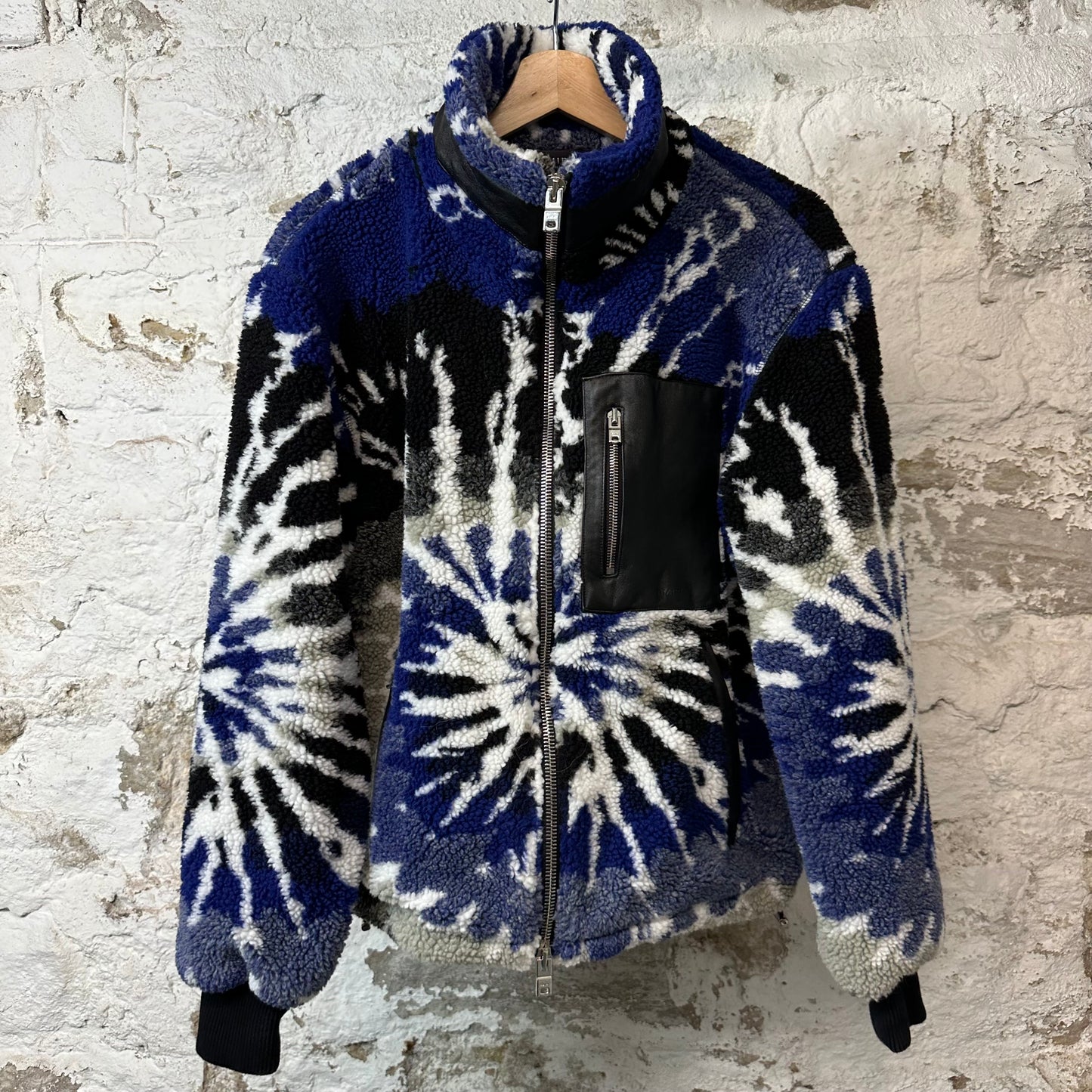 Amiri Blue White Black Zip Up Sherpa Jacket Sz S