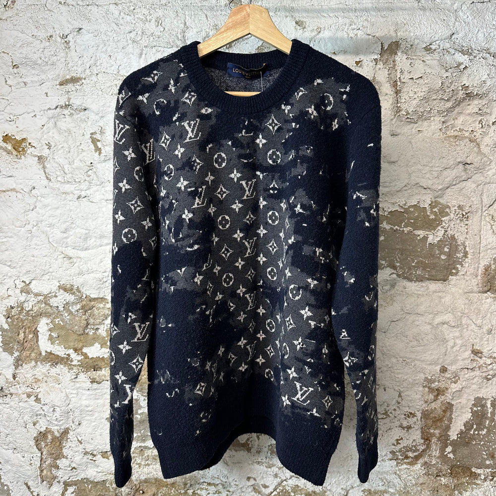 Louis Vuitton Flock Monogram Navy Sweater Sz XL