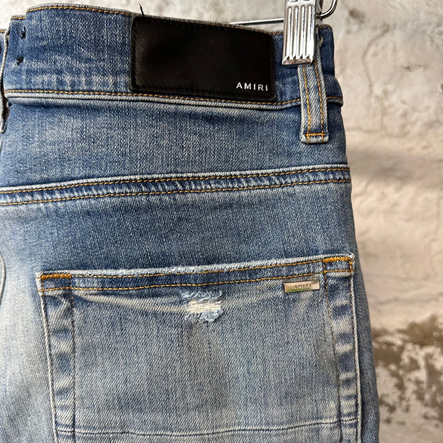 Amiri Distressed Spell Blue Denim Jeans Sz 31