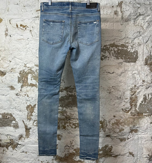 Amiri MX1 Indigo Paisley Blue Denim Jeans Sz 33