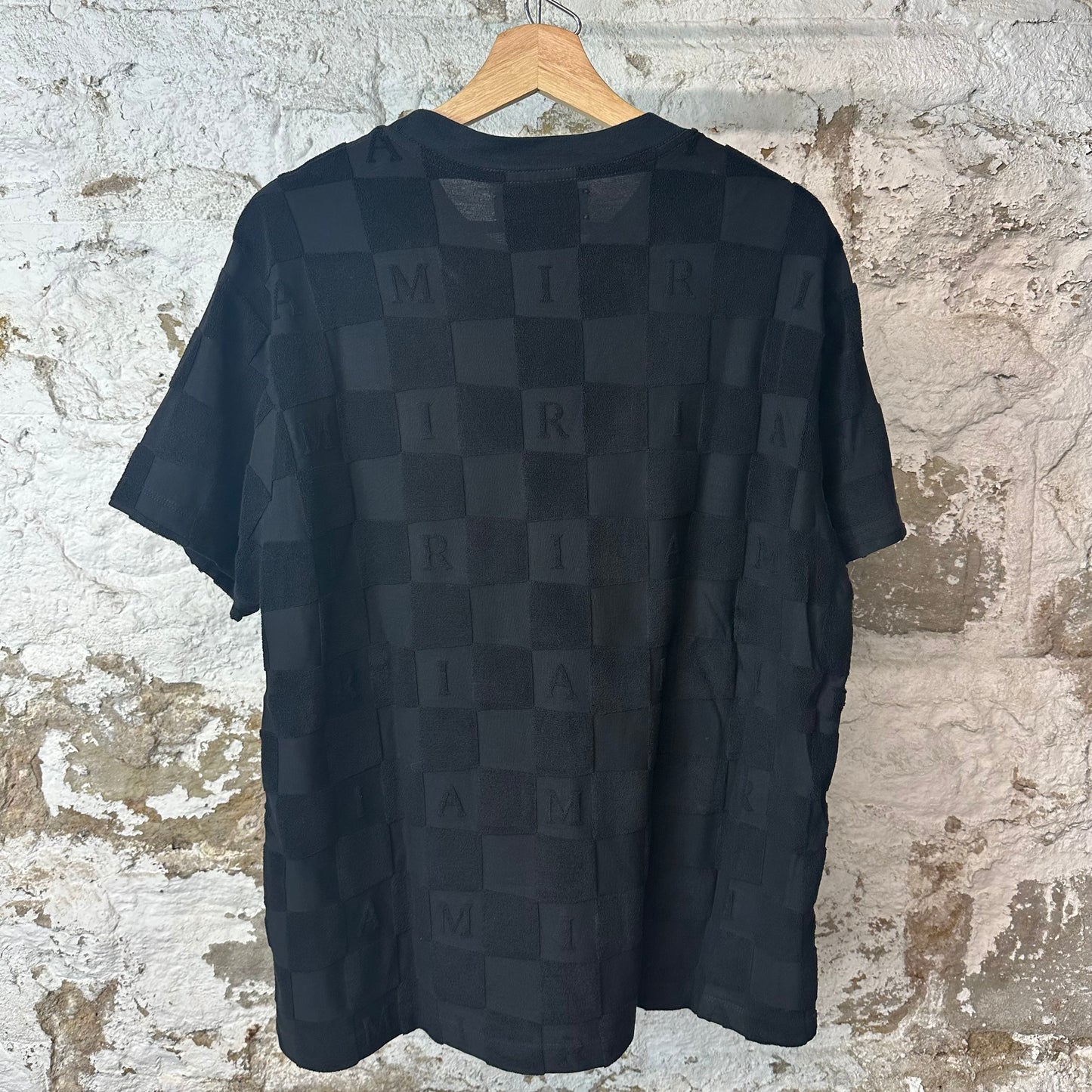 Amiri Checkered Towel Black T-Shirt Sz L