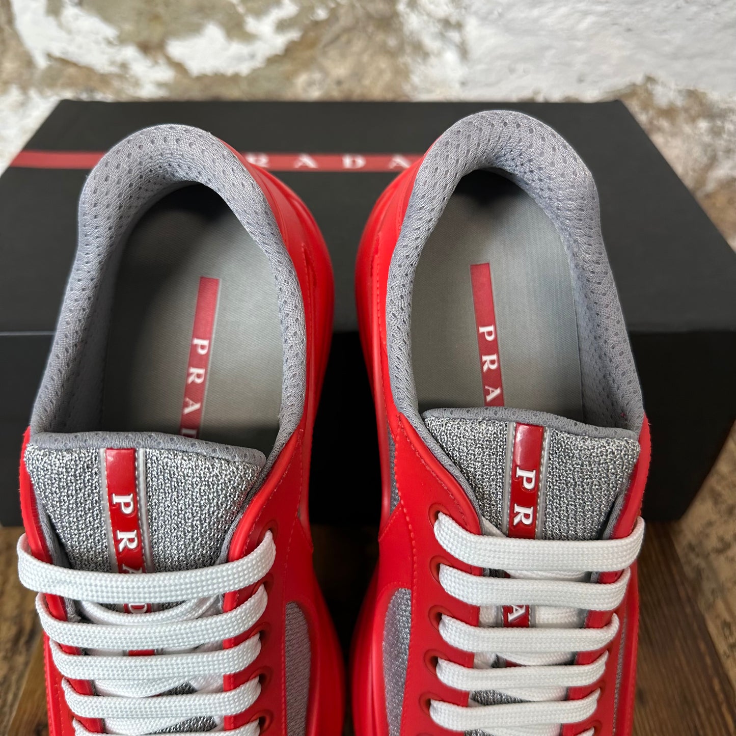Prada Americas Cup Rosso Rubber Sneaker Sz 7 (40) DS