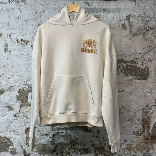 Rhude Yellow Crest Logo Hoodie Cream Sz L