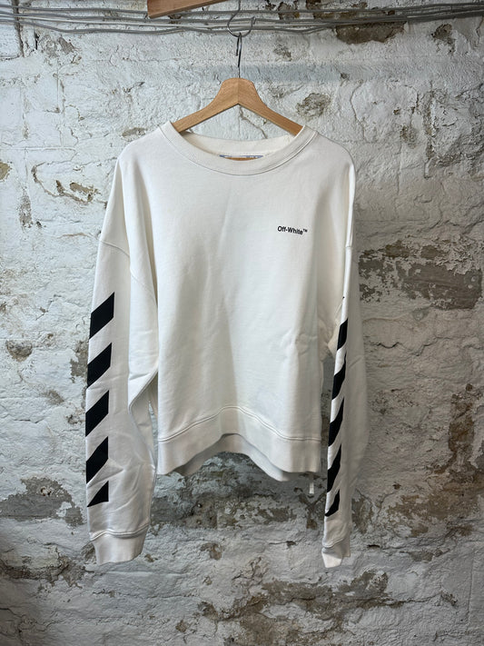 Off-White Black Sleeve Line Crewneck White Sz M