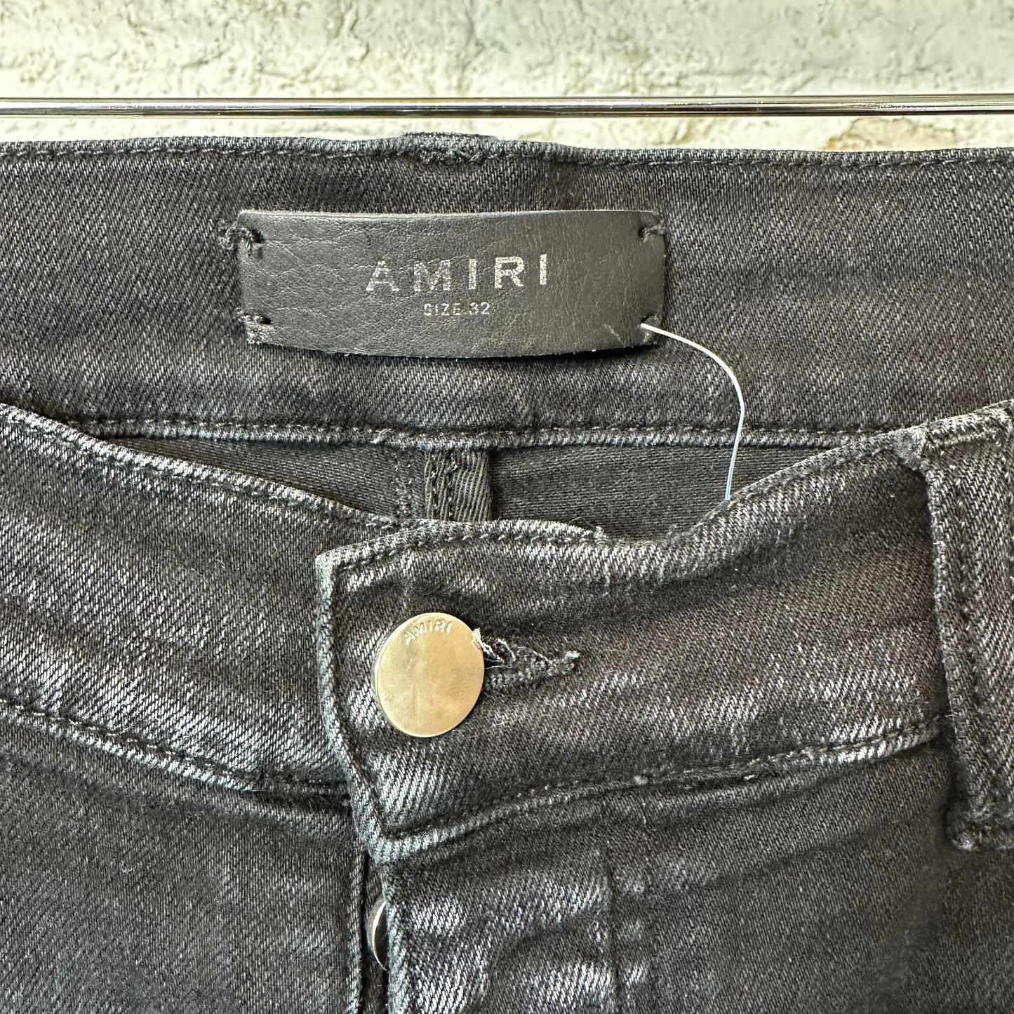 Amiri MX1 Green Suede Black Denim Jeans Sz 32