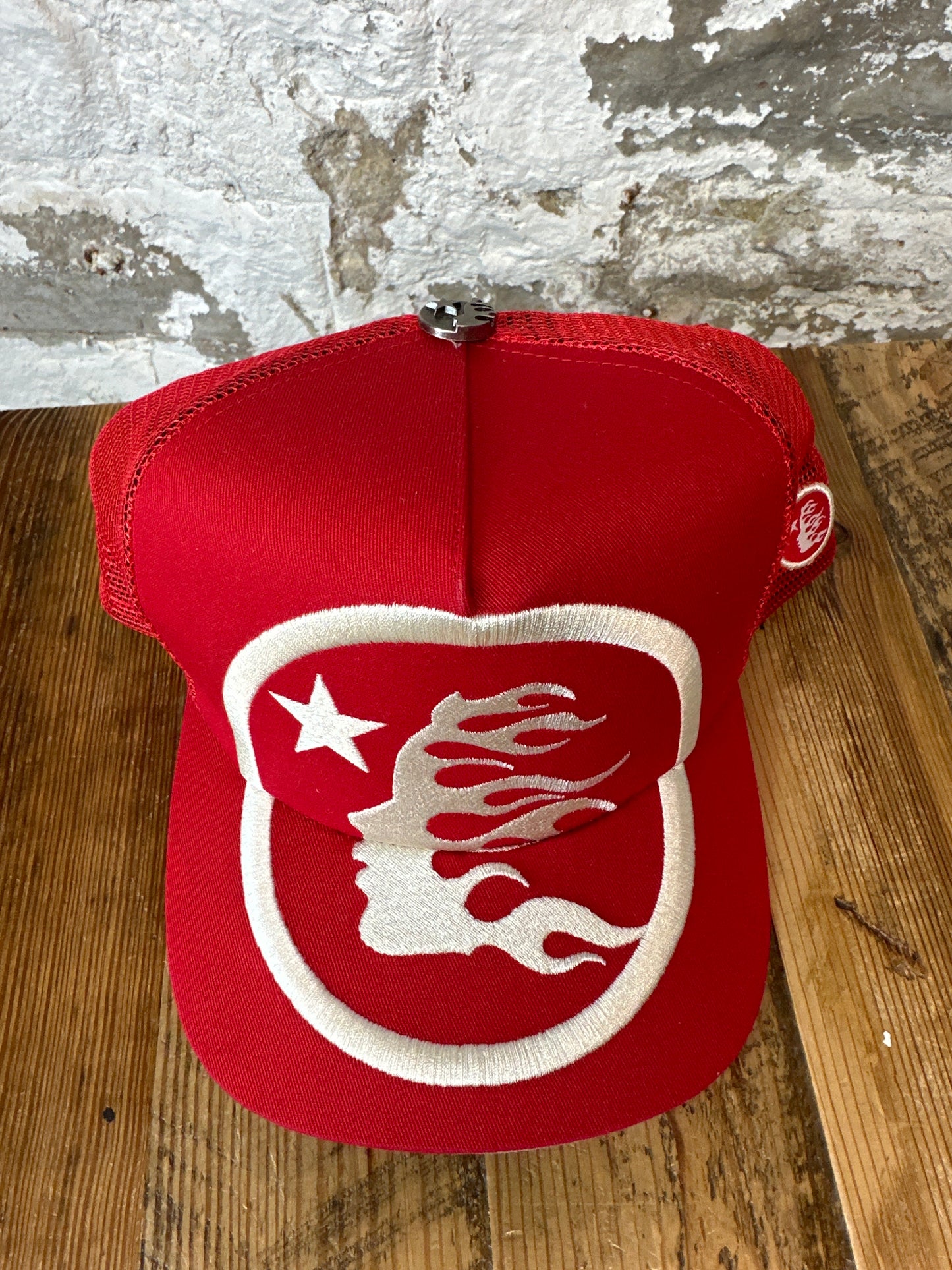 Hellstar White Logo Red Trucker Hat