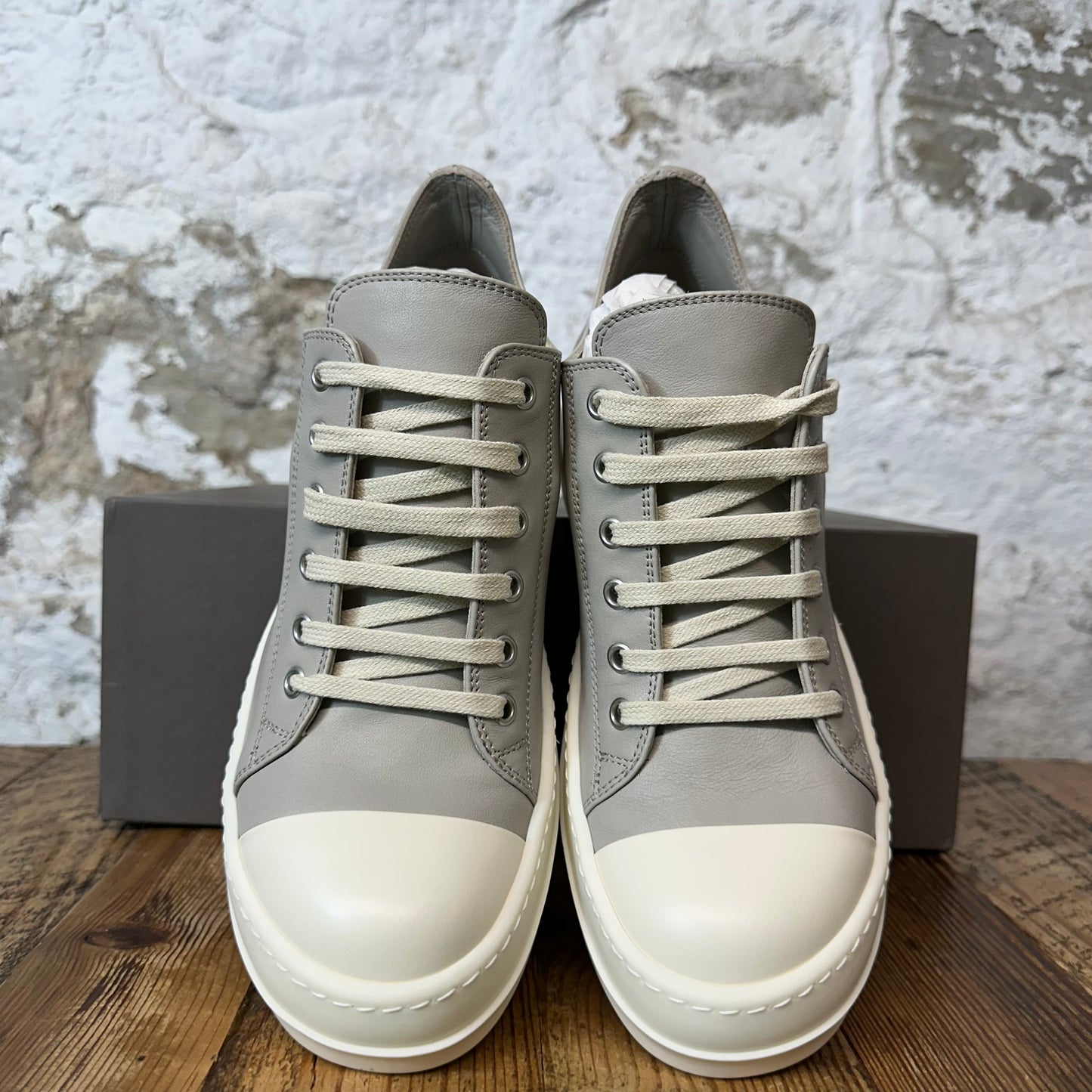Rick Owens Leather Pearl Milk Sneaker DS