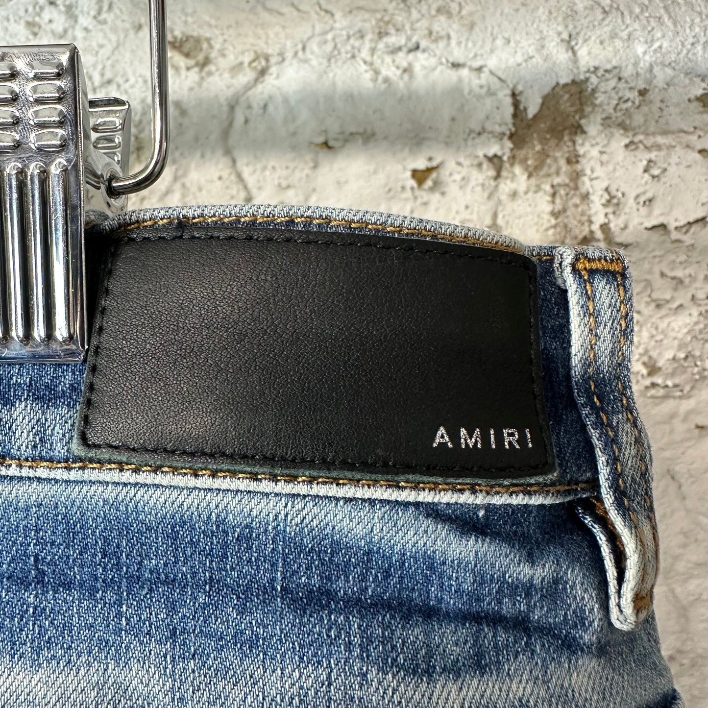 Amiri Blue Paisley Core Logo Blue Denim Jeans Sz 36
