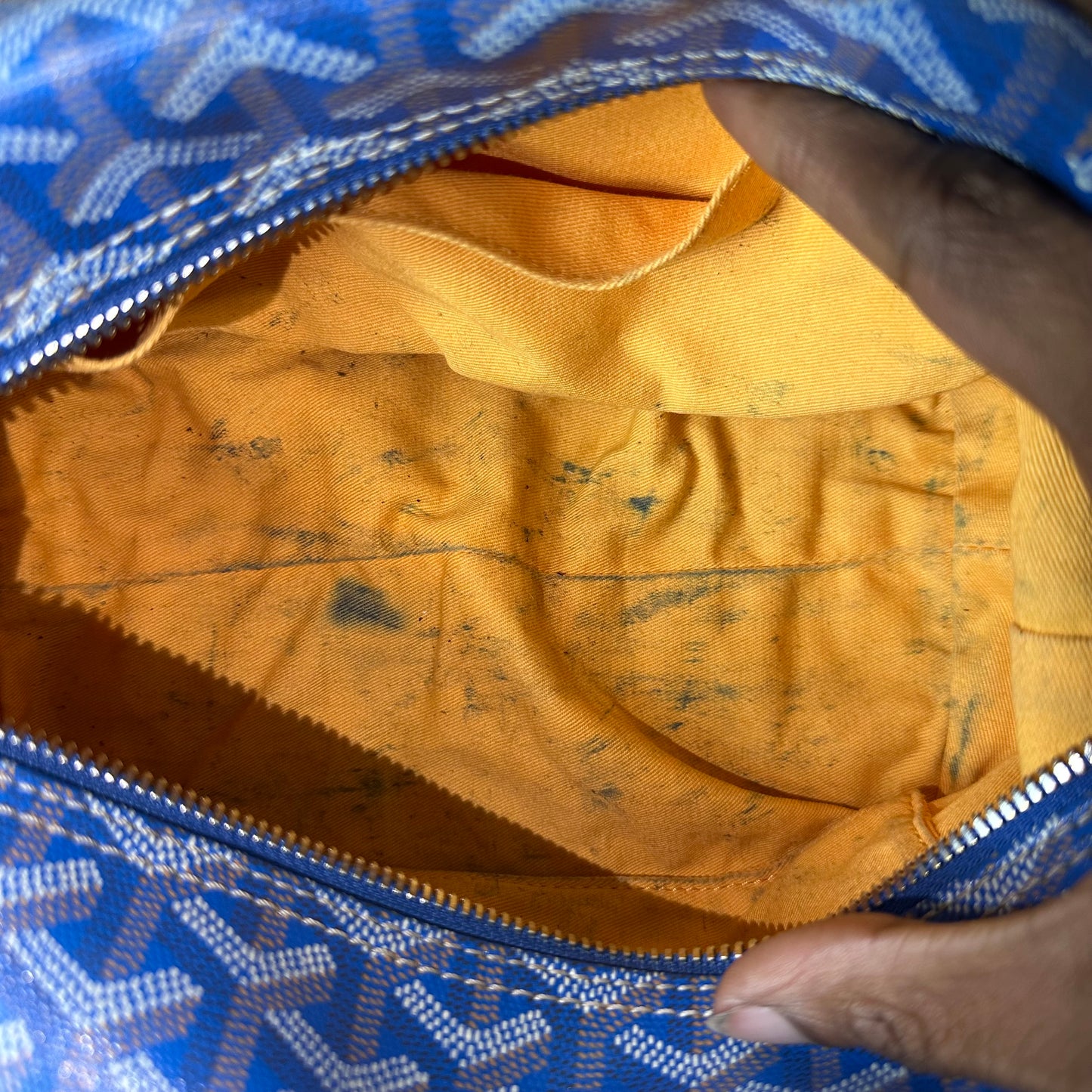 Goyard Boeing 25 Blue Monogram Toiletry Bag (Inside Stained)