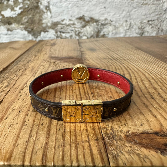 Louis Vuitton Reversible Brown Monogram Red Bracelet