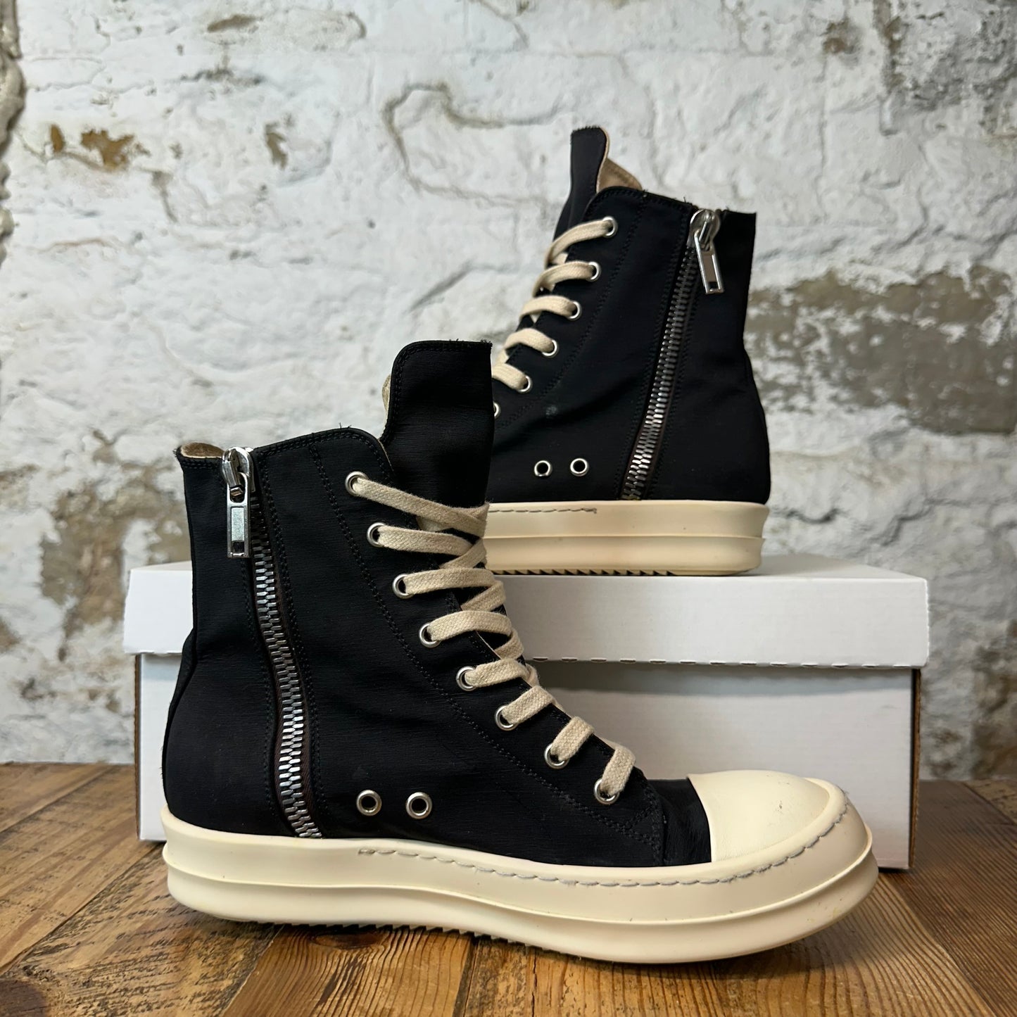 Rick Owens High Cargo Pocket Black Milk Sneaker Sz 6.5 (39.5)