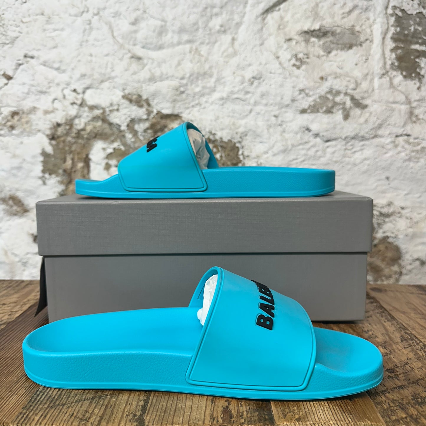 Balenciaga Turquoise Black Rubber Slide