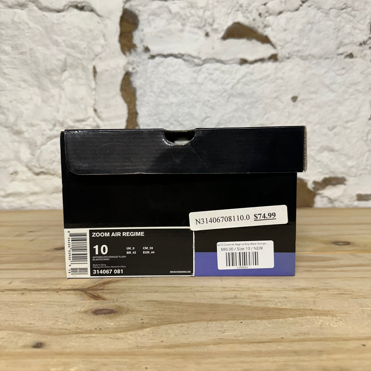 Nike SB Zoom Air Regime Grey Black Orange Sz 10 DS