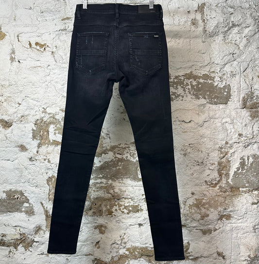 Amiri MX1 Camo Patch Black Denim Jeans Sz 29