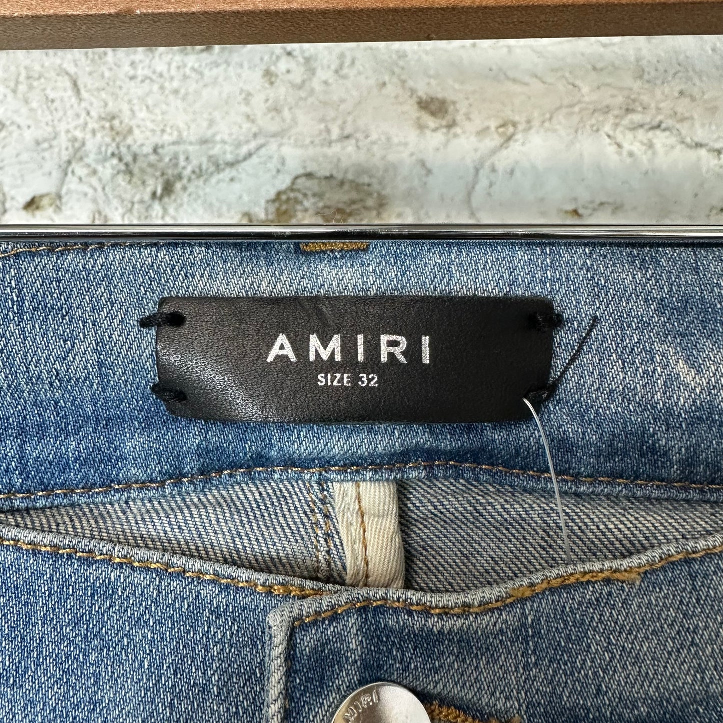 Amiri MX2 Blue Black Patch Blue Denim Jeans Sz 32