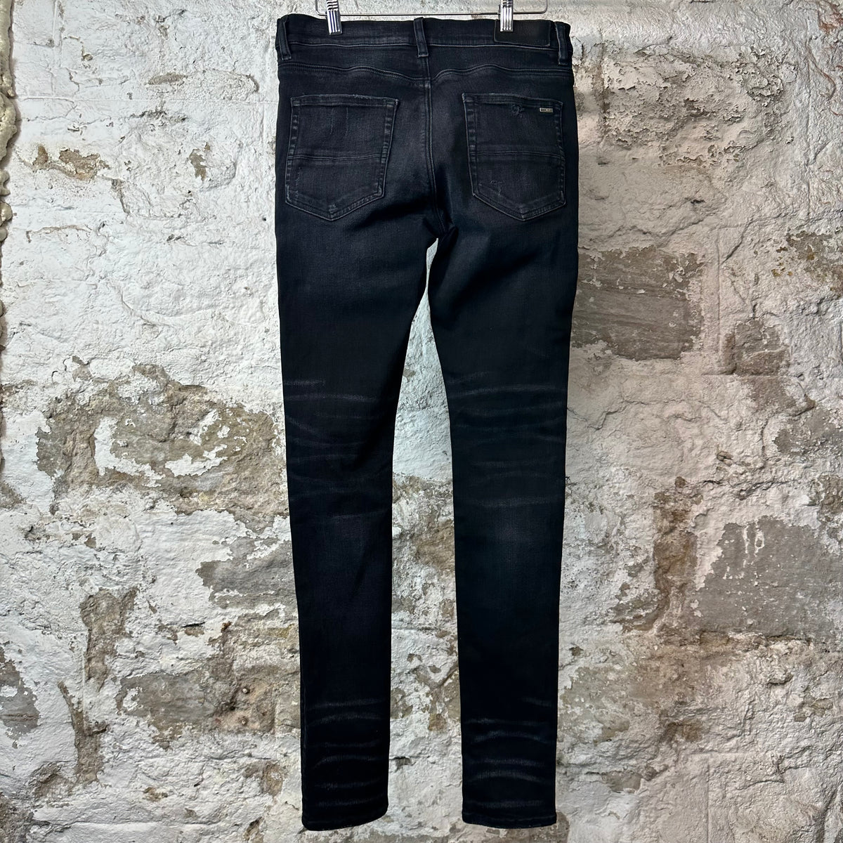 Amiri MX1 Cracked Pink Black Denim Jeans Sz 31