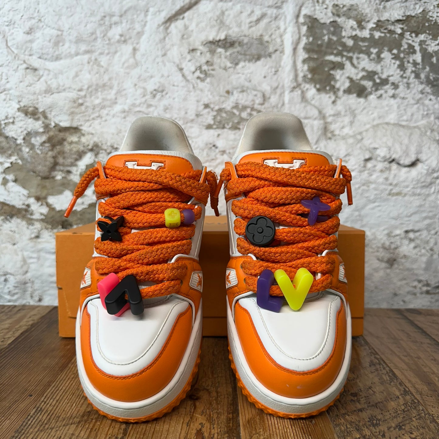 Louis Vuitton Orange White Maxi Trainer Sz 6.5 (5LV)