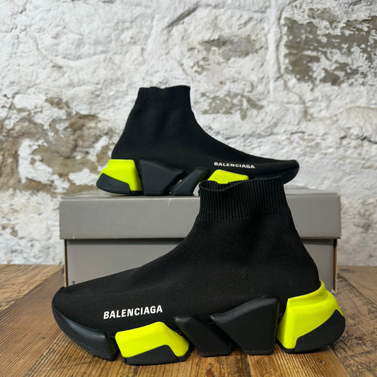 Balenciaga Black Neon Green Sock Runner Sz 5 (37)