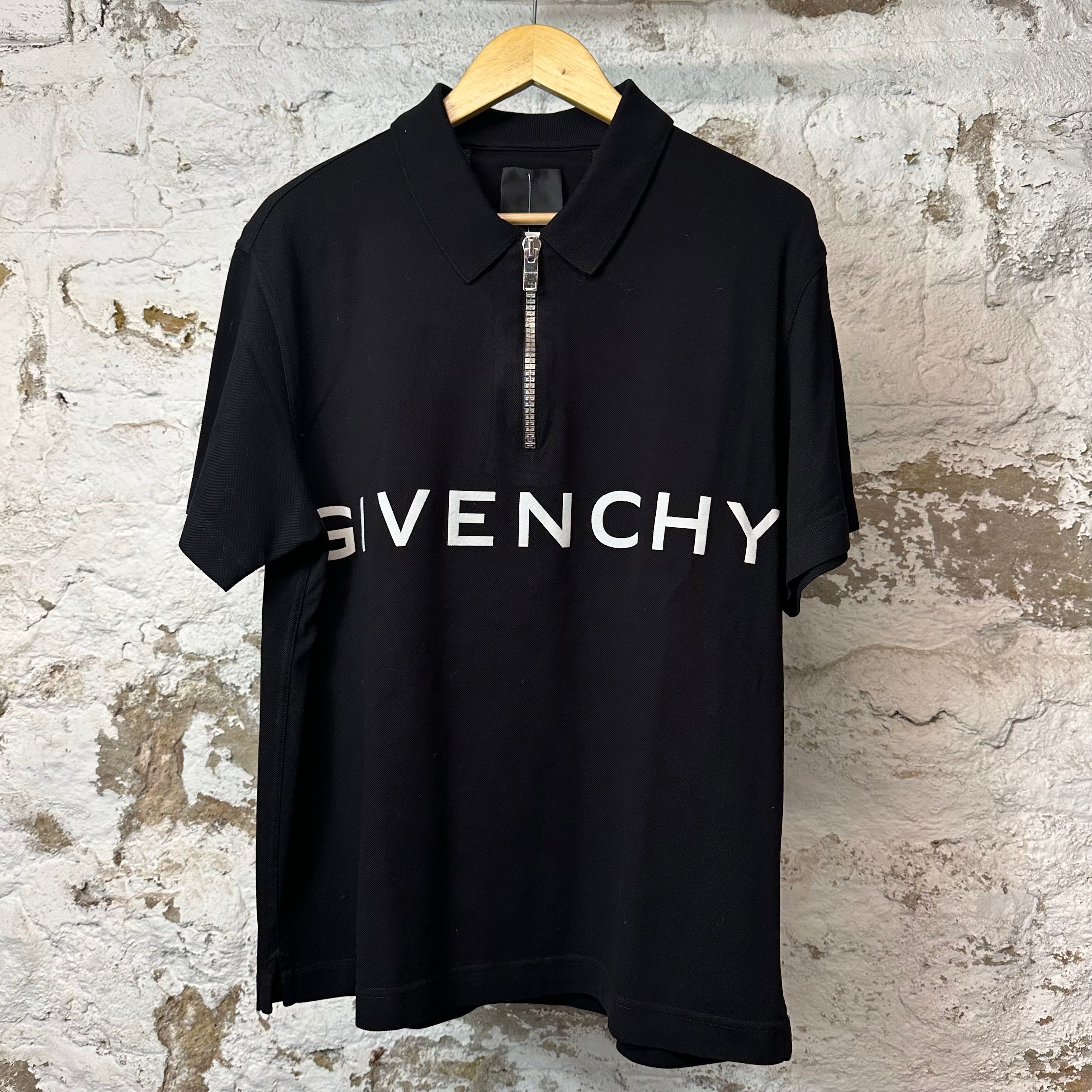 Givenchy 1/4 Zip Polo Shirt Black Sz XL (L)