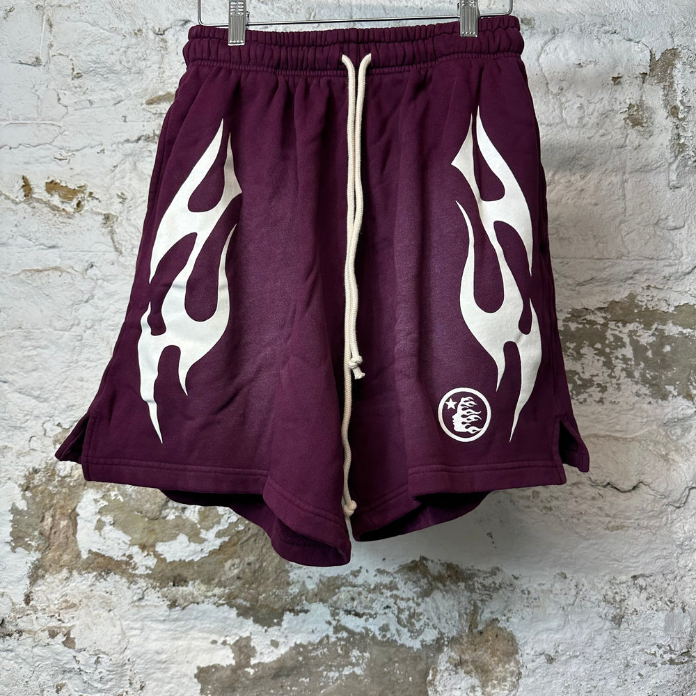 Hellstar White Flame Purple Shorts