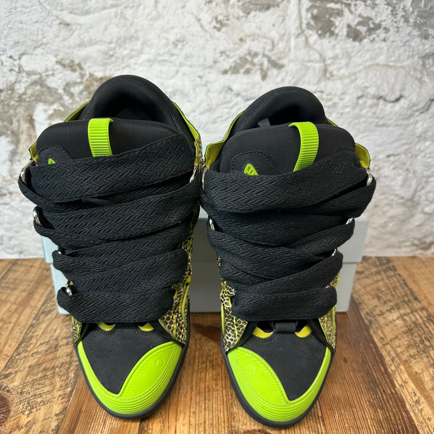 Lanvin Curb Neon Snakeskin Black Sneaker Sz 13 (46)