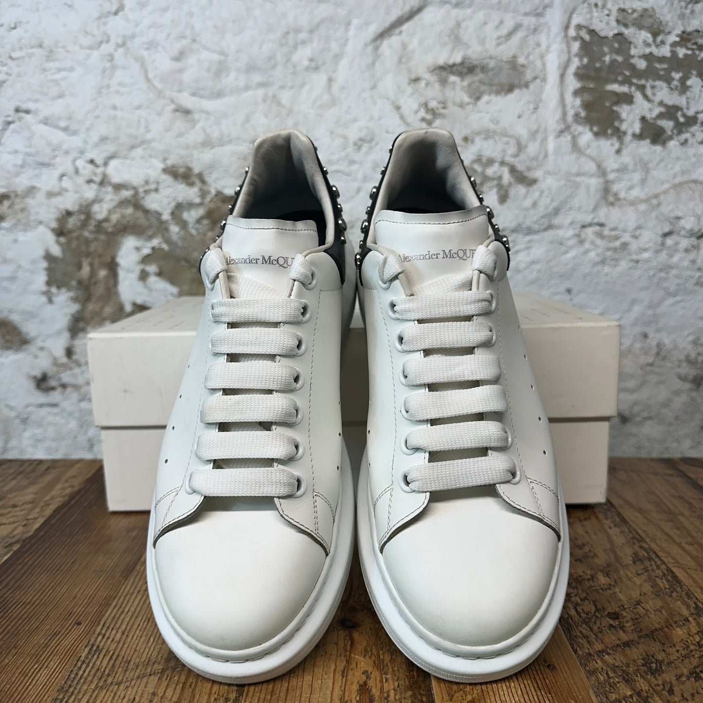 Alexander Mcqueen Black Stud Tab White Sneaker Sz 9.5 (42.5)