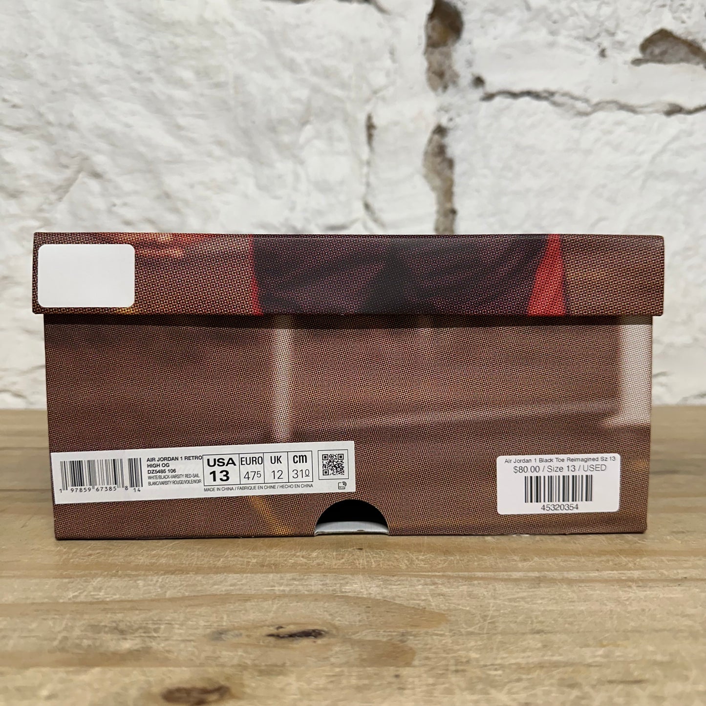 Air Jordan 1 High Black Toe Reimagined Sz 13