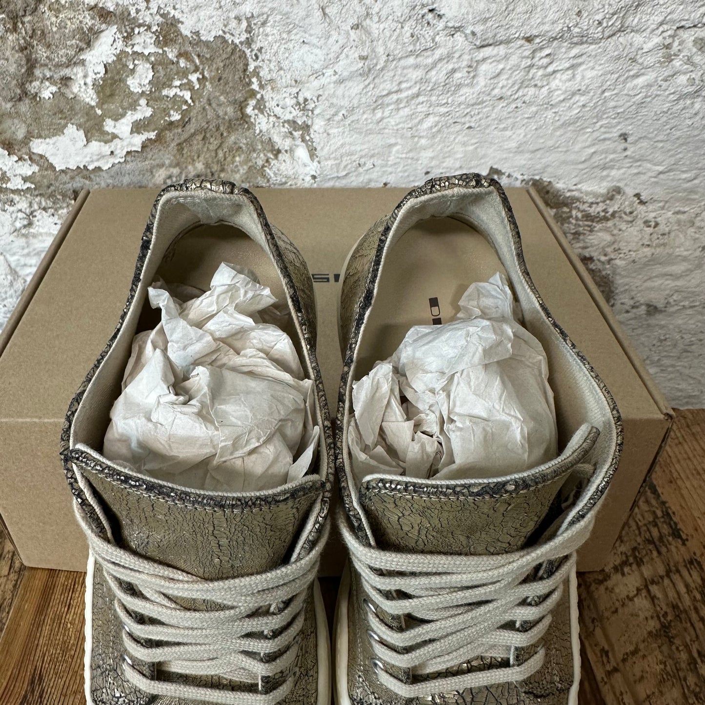 Rick Owens DRKSHDW Cracked Gold Milk Sneaker Sz 9 (42)