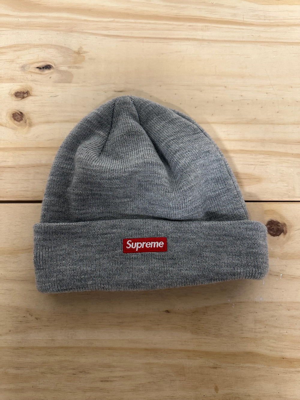 Supreme Grey Brown Spellout Beanie