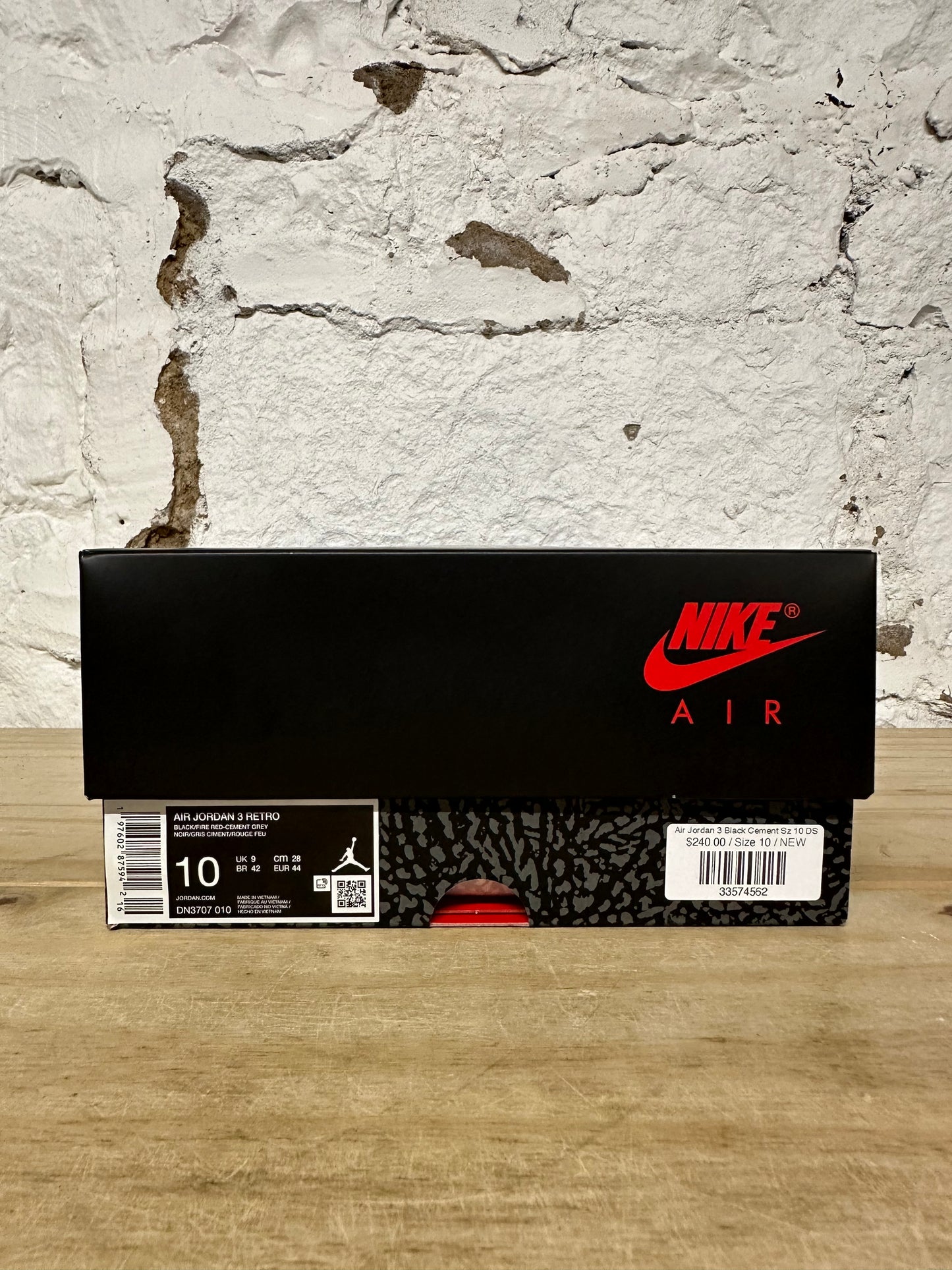 Air Jordan 3 Black Cement Sz 10 DS